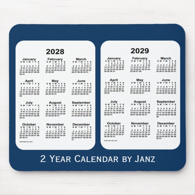2028-2029 Police Box Blue 2 Year Calendar by Janz Mousepad (Vorne)