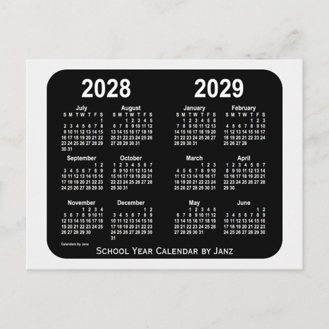 2028-2029 Smokey Neon School Year Calendar by Janz Postkarte (Vorderseite)