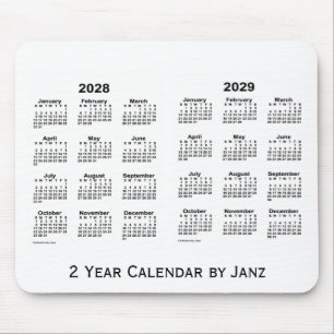 2028-2029 Weißer 2-Jahres-Kalender von Janz Mousep Mousepad