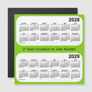 2028-2029 Yellow Green 2 Year Calendar by Janz Magnetkarte