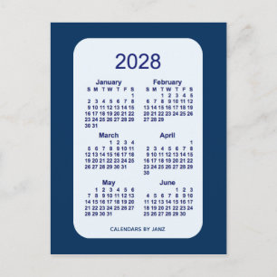 2028 Alice Blue 6 Monat Mini-Kalender von Janz Postkarte