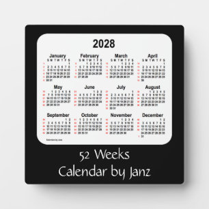 2028 Black 52 Weeks Calendar von Janz Fotoplatte