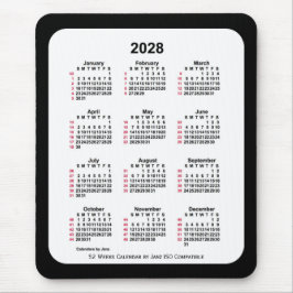 2028 Black 52 Weeks ISO Kalender von Janz Two Tone Mousepad
