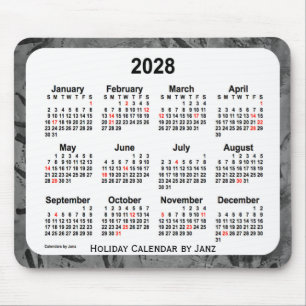 2028 Black Holiday Art Calendar by Janz Mouse Pad Mousepad