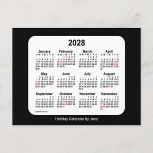 2028 Black Holiday Mini Calendar von Janz Feiertagspostkarte