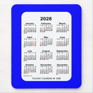 2028 Blue Two Tone Holiday Calendar von Janz Mousepad