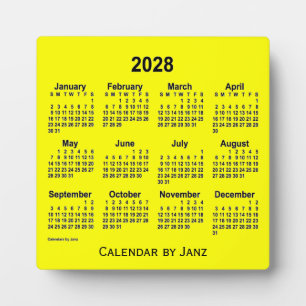 2028 Gelber Schreibtisch Kalender von Janz Fotoplatte