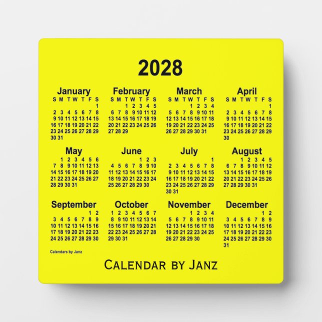 2028 Gelber Schreibtisch Kalender von Janz Fotoplatte (Vorderseite)
