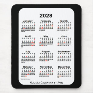 2028 Holiday Two Tone Black Calendar von Janz Mousepad
