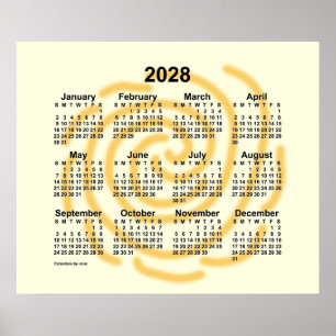 2028 Kalender mit sonnigen Tagen von Janz Poster