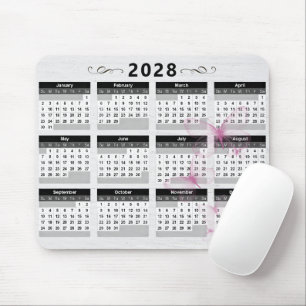 2028 Kalender Schmetterlinge auf Holz Mousepad