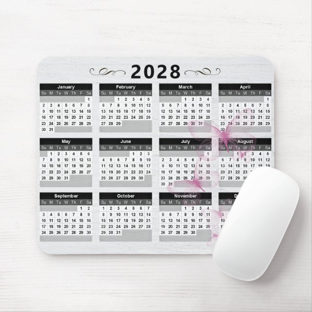 2028 Kalender Schmetterlinge auf Holz Mousepad (Mit Mouse)