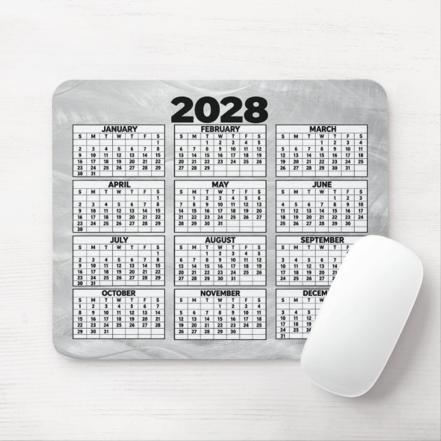 2028 Kalender Wellige Gebürstete Stahl Abstrakte Mousepad (Mit Mouse)