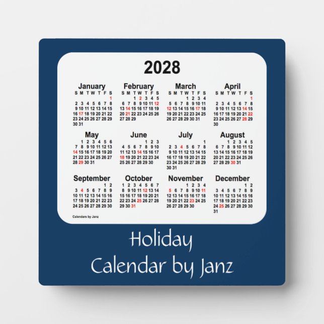 2028 Police Box Blue Holiday Calendar von Janz Fotoplatte (Vorderseite)