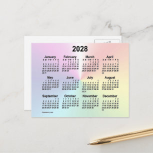2028 Rainbow Cloud Mini Calendar von Janz Postkarte
