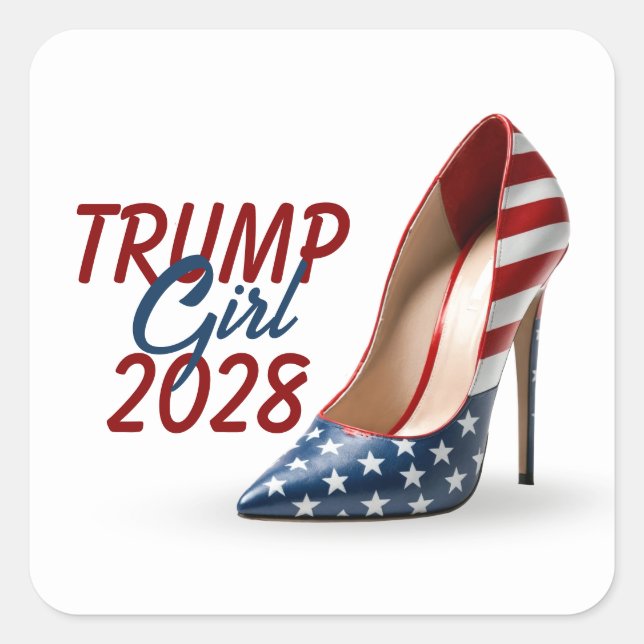 2028 TRUMP-MÄDCHENFLACHENSCHUHE QUADRATISCHER AUFKLEBER (Vorderseite)