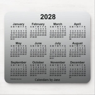 2028 Verblasster weißer Kalender von Janz Mouse Pa Mousepad