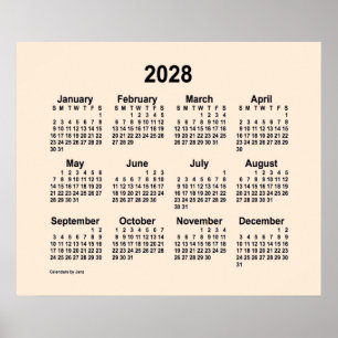 2028 Weißer Kalender der Antike von Janz Print Poster