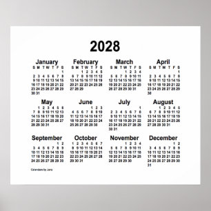 2028 Weißer Kalender von Janz Print Poster