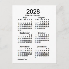 2028 White 6 Month Mini Kalender von Janz Postkarte