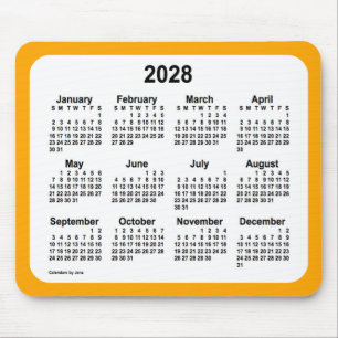 2028 White on Orange Calendar by Janz Two Tone Mousepad