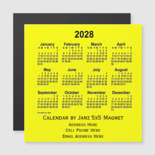 2028 Yellow Business Calendar von Janz Magnetkarte