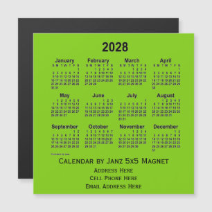 2028 Yellow Green Business Calendar von Janz Magnetkarte