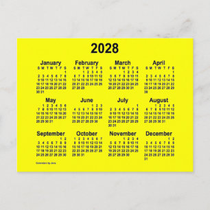 2028 Yellow Mini Calendar von Janz Postkarte
