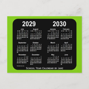 2029-2030 Yellowgreen Neon School Calendar by Janz Postkarte