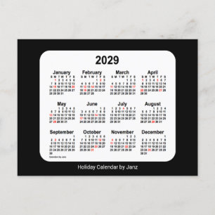 2029 Black Holiday Mini-Kalender von Janz Feiertagspostkarte