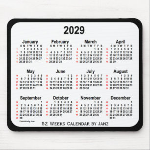 2029 Black Two Tone 52 Weeks Calendar von Janz Mousepad