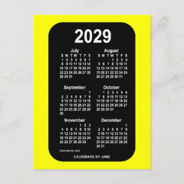 2029 Gelbe Neon 6 Monate Mini-Kalender von Janz Postkarte
