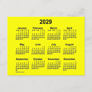 2029 Gelber Mini-Kalender von Janz Postkarte