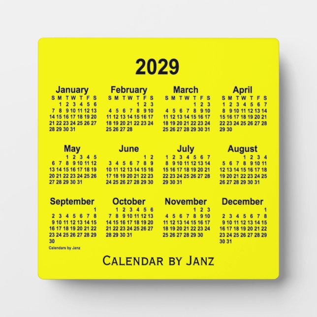 2029 Gelber Schreibtisch Kalender von Janz Fotoplatte (Vorderseite)