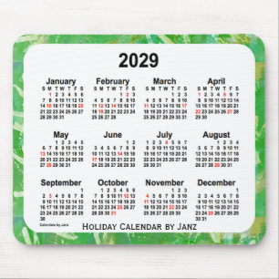 2029 Green Holiday Art Kalender von Janz Mouse Pad Mousepad