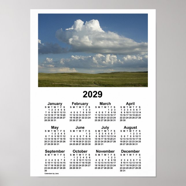 2029 Nebraska Sandhills Calendar von Janz Poster (Vorne)