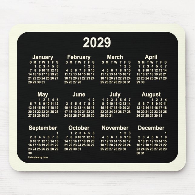 2029 Neon Sepia Kalender von Janz Two Tone Mousepad (Vorne)