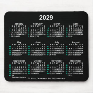 2029 Neon White 52 Weeks ISO Kalender von Janz Mousepad