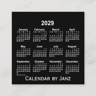 2029 Neon White Calendar von Janz Quadratische Visitenkarte