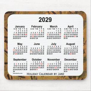 2029 Orange Holiday Art Calendar von Janz Mouse Pa Mousepad