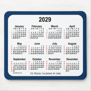 2029 Police Box Blue 52 Weeks Calendar by Janz Mousepad