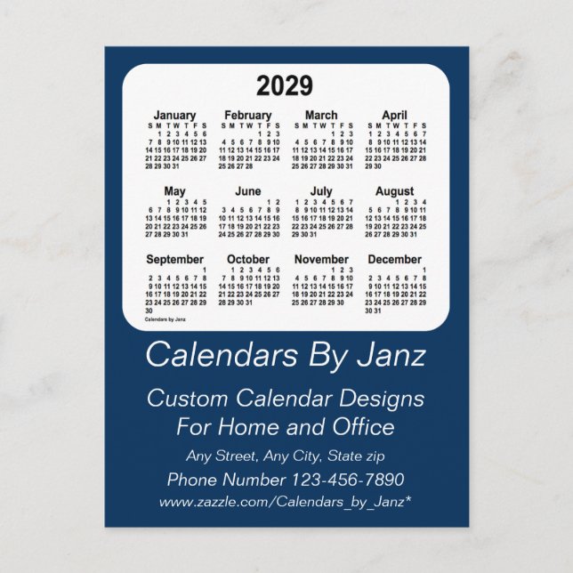 2029 Police Box Blue Business Calendar von Janz Postkarte (Vorderseite)