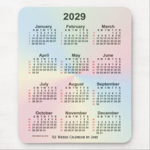 2029 Rainbow Cloud 52 Week Calendar by Janz Mousepad