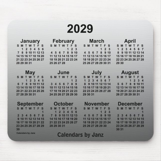 2029 Verblasster Weißkalender von Janz Mousepad (Vorne)