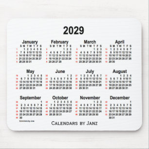 2029 Weißer 52-Wochen-Kalender von Janz Mousepad