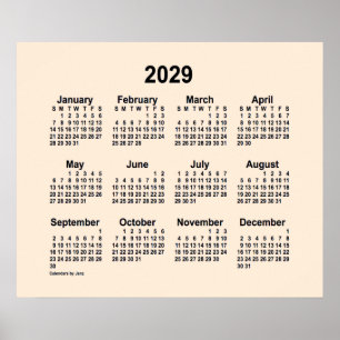 2029 Weißer Kalender der Antike von Janz Print Poster