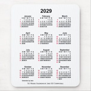 2029 White 52 Weeks ISO Calendar by Janz Mousepad