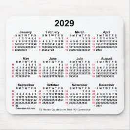 2029 White 52 Weeks ISO Calendar by Janz Mousepad