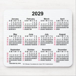 2029 White 52 Weeks ISO Calendar by Janz Mousepad