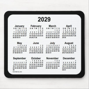 2029 White on Black Calendar by Janz Two Tone Mousepad